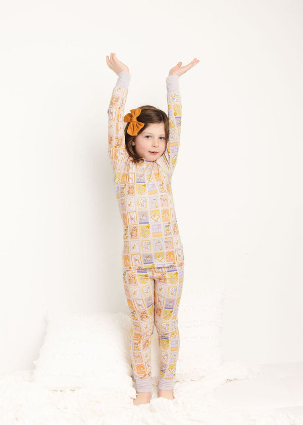 Vintage Stamps Long Sleeves Pajama Set - Love, Eloise